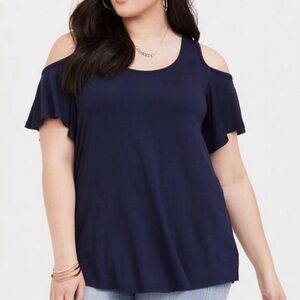 Torrid Blue Cold Shoulder Blouse